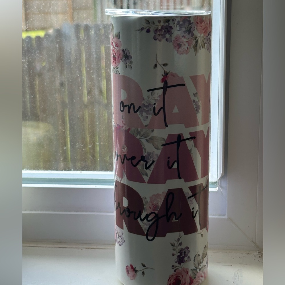 Floral Insulated Tumbler with Motivational Text